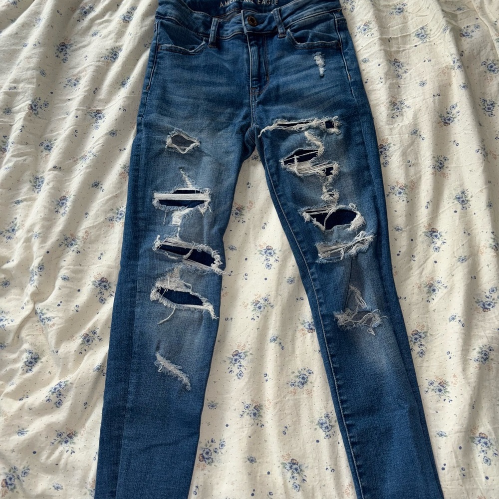 Distressed and Patched Jeans